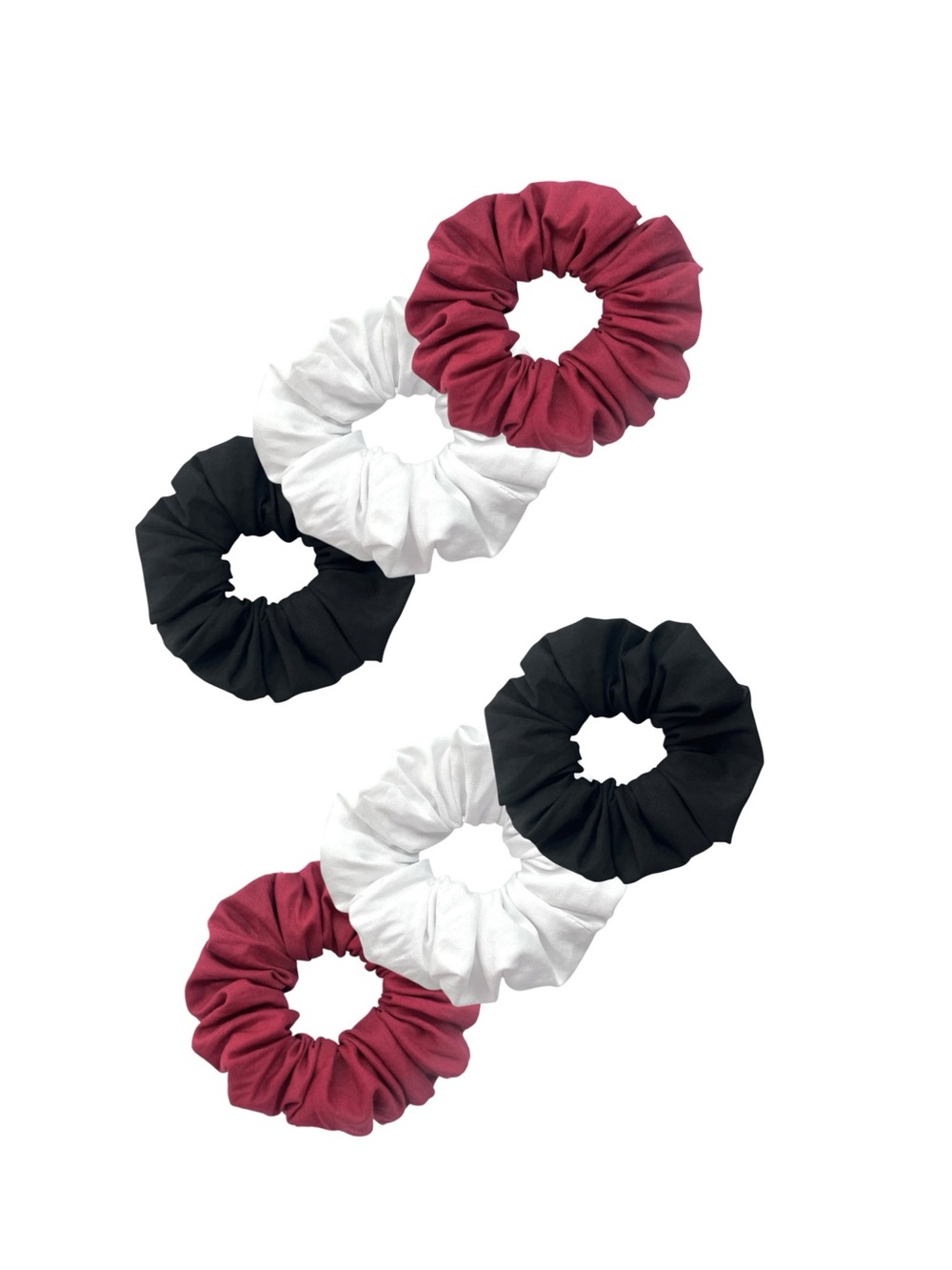 Everyday Satin Scrunchie Set - Black, White & Red